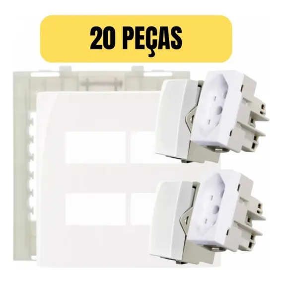 Kit 20 Conjunto 4x4 Tomada 20a + Interruptor Simples Sleek Foto 1
