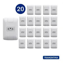 Kit 20 Conjunto Tomada Simples 10a Placa Aria 4x2 Tramontina Foto mini 3