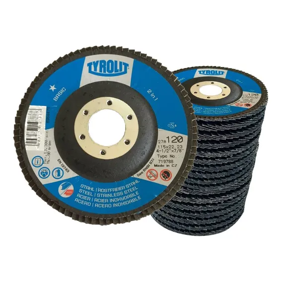 Kit 20 Discos Lixa Tipo Flap 4.1/2 Grão 120 Tyrolit Basic Foto 1