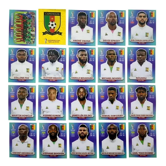 Kit 20 Figurinhas Copa Do Mundo 2022 Seleções Completas Personagem Camarões Foto 1