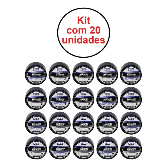 Kit 20 Fitas Isolantes Adesiva Preta 5m Tekbond 19mm Foto 1