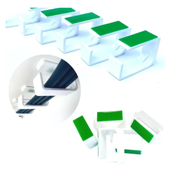 Kit 20 Gancho Esconde Fio Organizador Mesa Escritório Branco Foto 1