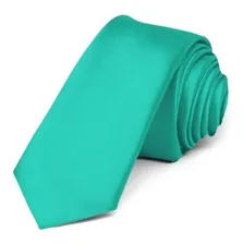 Kit 20 Gravatas Slim Fit Casamento, Padrinhos, Formatura Cor Verde Tiffany Foto mini 1
