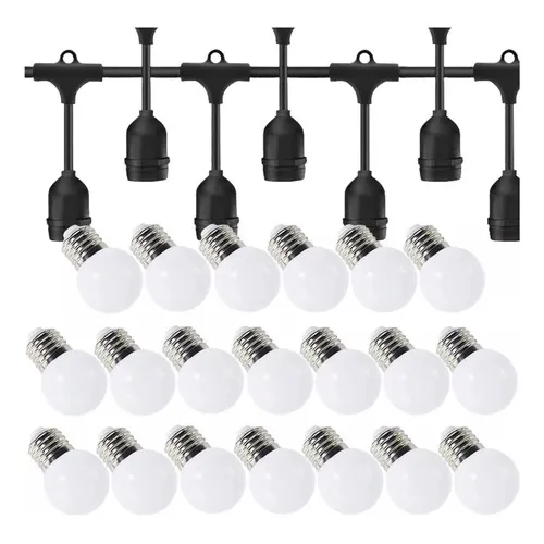 Kit 20 Lâmpadas Luzes Led G45 + Extensão Varal 10 Metros Foto 1