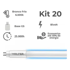 Kit 20 Lâmpada Led Tubular Volter 18w T5 115cm G5 Bivolt Branco Frio 6500k 2000lm Foto mini 1