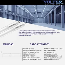 Kit 20 Lâmpada Led Tubular Volter 18w T5 115cm G5 Bivolt Branco Frio 6500k 2000lm Foto mini 3
