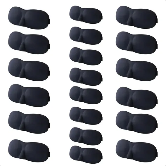 Kit 20 Máscara Para Dormi 3d Tapa Olho Ajustável Melhor Cor Preta Foto 1