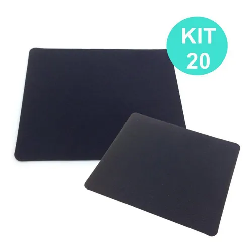 Kit 20 Mouse Pad Antiderrapante 22x18cm Preto Mousepad Foto 1