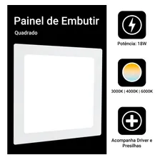 Kit 20 Painel Plafon Led 18w Embutir Quadrado Slim Frio Foto mini 4