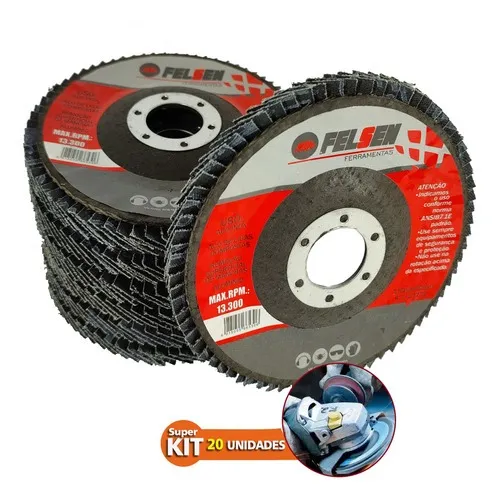 Kit 20 Pçs Disco Lixa Flap 4.1/2 P/ Lixadeira Metal/madeira Foto 1
