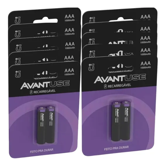 Kit 20 Pilhas Avant Recarregável Aaa 1000mah Foto 1