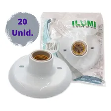 Kit 20 Plafonier Plafon Bco 100w E27 Bocal Porcelana Ilumi Cor Branco Foto mini 1