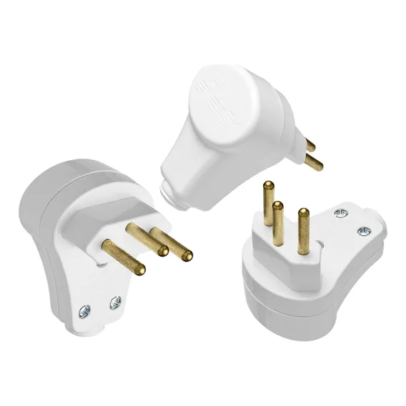 Kit 20 Plugue Pino Macho Prensa Cabo 90º 2p+t 10a 250v Nbr Foto 1