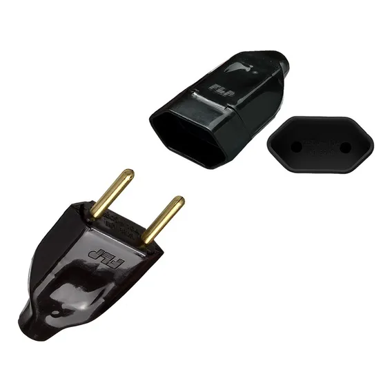Kit 20 Plugue Pino Macho Preto 2p 10a + 20 Tomada Fêmea 10a Foto 1