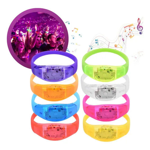 Kit 20 Pulseira Led Pisca Som Batida Musica Festa Casamento Foto 1