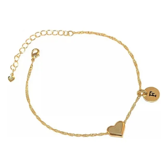Kit 20 Pulseiras Madrinhas Com Coração E Inicial Folheada Comprimento 17 Cm Diâmetro 17 Cm Foto 1