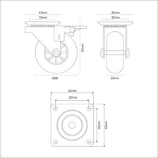 Kit 20 RodÃzio Gel Silicone Roda 50mm Com E Sem Freio Trava Foto mini 4