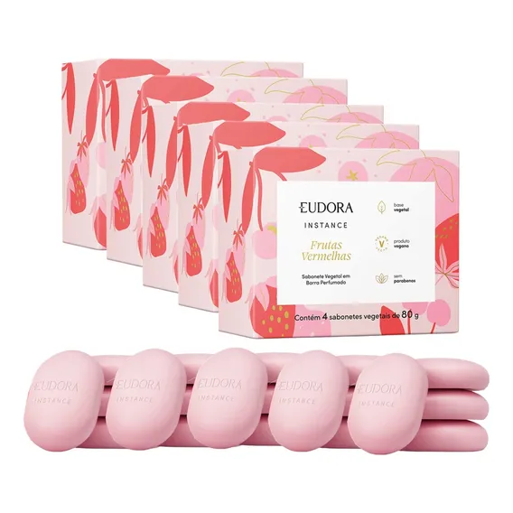 Kit 20 Sabonete Barra Eudora Instance Frutas Vermelhas 80g Foto 1