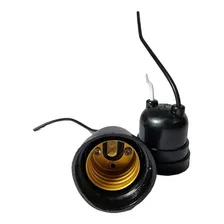 Kit 20 Soquete Com Rabicho Para Lâmpada Bulbo E27 2a Preto Foto mini 1