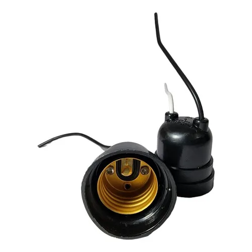 Kit 20 Soquete Com Rabicho Para Lâmpada Bulbo E27 2a Preto Foto 1