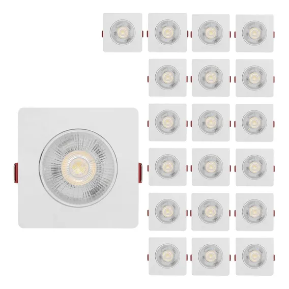 Kit 20 Spot Led 5w Direcionável Embutir Quadrado Luz Frio Estrutura Branco-frio 110v/220v (bivolt) Foto 1