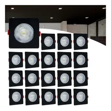 Kit 20 Spot Led Capa RY Spot Embutir Preto 5w Direcionável Quadrado Frio Foto  mini 1