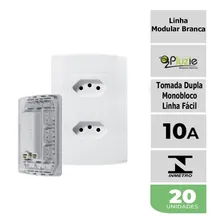 Kit 20 Tomadas Duplas Monobloco 10a 4x2 Pluzie Modular Foto mini 2