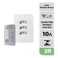 Kit 20 Tomadas Triplas Monobloco 10a 4x2 Pluzie Modular Foto mini  2