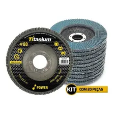 Kit 20 Un Disco Flap Titanium 4.1/2 Gr 080 Cor Preto Foto mini 1