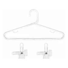 Kit 200 Cabides Acrílico Tradicional Fino + 50 Presilhas Foto  mini 1