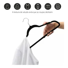 Kit 200 Cabides De Veludo Super-resistente Antideslizante Cor Preto/Prata Foto mini 4