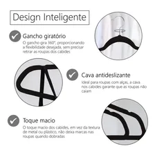 Kit 200 Cabides De Veludo Super-resistente Antideslizante Cor Preto/Prata Foto mini  3