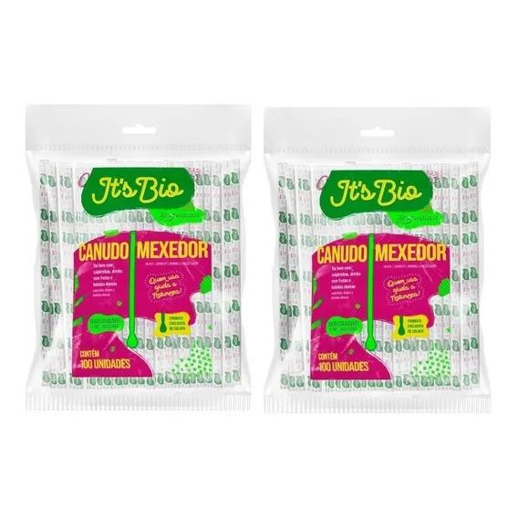 Kit 200 Canudo Colher Ecológico Mexedor Drink Biodegradável Cor Transparente Foto 1