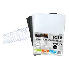 Kit 200 Capas Lisa E Couro A4 + 200 Espirais Cristal 9mm Foto mini 1