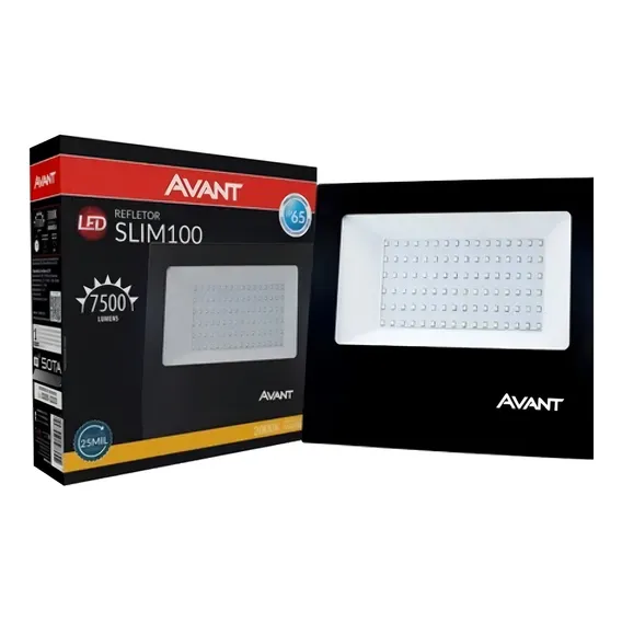 Kit 20x Refletor Holofote Led 100w Avant Branco Quente Ip65 Carcaça Preto Luz Branco-quente Foto 1