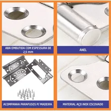 Kit 21 Peças Dobradiça Aço Inox Encaixe Rápido Sobrepor 360° Cor Escovado Foto mini  3