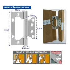 Kit 21 Peças Dobradiça Aço Inox Encaixe Rápido Sobrepor 360° Cor Escovado Foto mini 4
