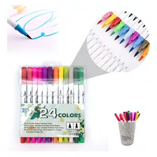 Kit 24 Brush Caneta Pen Ponta Pincel Canetinha Foto mini  2