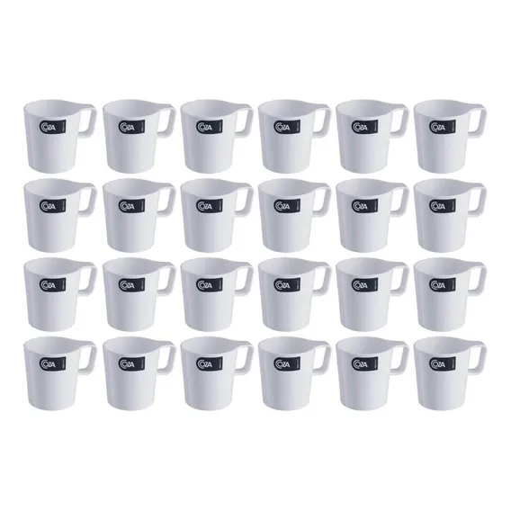 Kit 24 Canecas Empilháveis Escolares 250ml Branca Casual Coz Foto 1