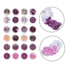Kit 24 Glitter Decoração Unha Gel Nail Art Maquiagem Rosa Foto mini  2