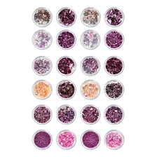 Kit 24 Glitter Decoração Unha Gel Nail Art Maquiagem Rosa Foto mini  3