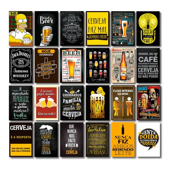 Kit 24 Placas Decorativas Mdf Bebidas Frases Cervejas Foto 1