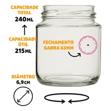 Kit 24 Potes De Vidro 240ml Tampas Metalicas Brancas Lacres Para Geleias Doces Conservas Foto mini 4