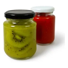 Kit 24 Potes De Vidro 240ml Tampas Metalicas Brancas Lacres Para Geleias Doces Conservas Foto mini 2
