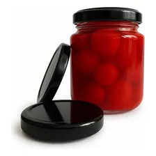 Kit 24 Potes De Vidro Belem 240ml Tampas Metalicas Pretas E Lacres Para Geleias Doces Conservas Foto  mini 1