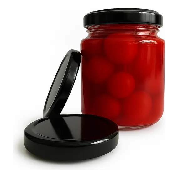 Kit 24 Potes De Vidro Belem 240ml Tampas Metalicas Pretas E Lacres Para Geleias Doces Conservas Foto 1