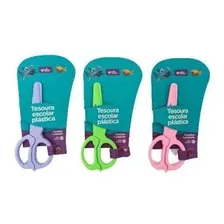 Kit 24 Tesoura Plástica Escolar Cortar Massinha Sem Lâmina Foto mini 1