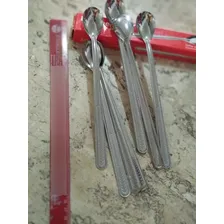 Kit 24 Unid Colher De Suco Açaí 22cm Inox Bailarina Decorada Foto mini  3