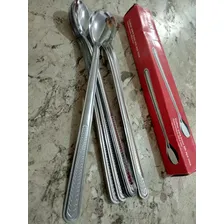 Kit 24 Unid Colher De Suco Açaí 22cm Inox Bailarina Decorada Foto mini 4