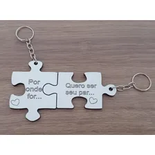 Kit 25 Chaveiro Namorados Mdf Quebra Cabeça Foto mini  3